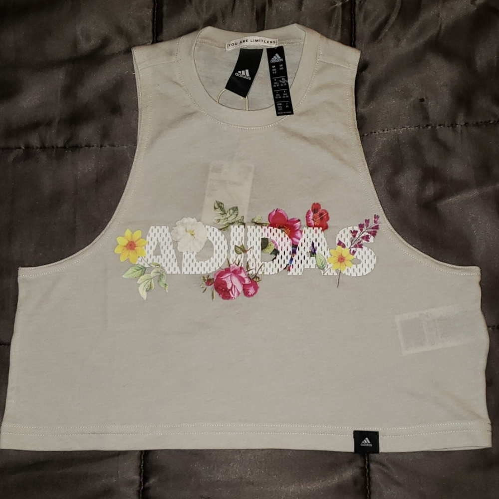 Adidas Floral Crop Tee